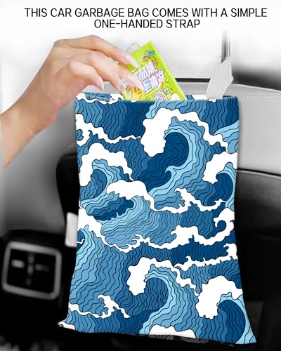 Car Garbage Can, Hanging Car Trash Can Bag for Back Seat Organizer, Cute Blue Sea - color: Cute Blue Sea