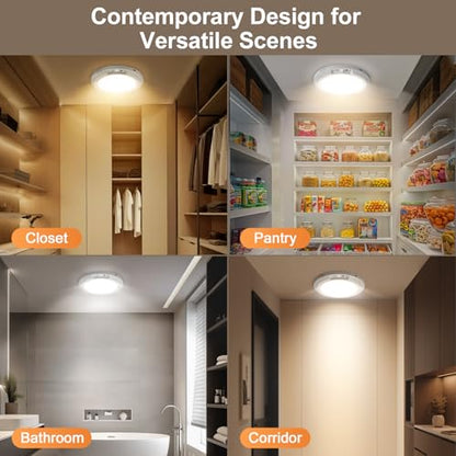 Yunaking Rechargeable Ceiling Light with Motion Sensor: Battery Operated LED Closet Light with Remote & Timing - Wireless Dimmable Magnetic Mount Shower Lamp for Bathroom/Stairs/Garage/Hallway - color: White