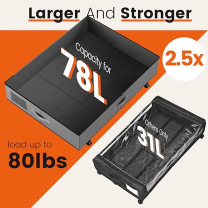 XXXL 78L Under Bed Storage with Wheels, Rolling Storage Containers with Clear Lid & Label, Heavy-Duty Metal Frame, Easy Pull-out, Underbed Storage Bins for Clothes, Shoes, Blankets, and Toys(2PACK) - size: With-wheels-78L-2pack