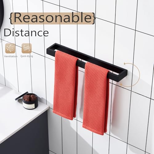 KOKOSIRI Towel Bar Matte Black Bath Towel Holder 16-Inch Kitchen Rack Stainless Steel for Bathroom Hardware Wall Mounted, 1 Pack B4008BK-L16 - color: Matte Black, size: 16-Inch