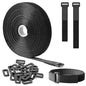 Trilancer 0.8''x 16Ft Reusable Cable Ties, Adjustable Hook and Loop Straps with 25 Buckles, Cut to Length, Ideal for Wire Management, Cord Organizer, and Cable Straps, Black - size: 0.8'' x 16Ft