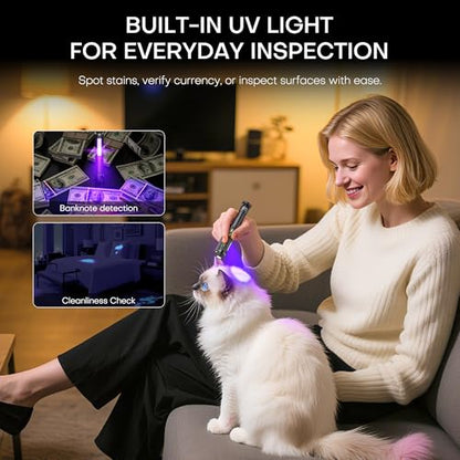 EDC Flashlight Rechargeable,800 Lumen Small Flashlight with Magnetic Clip & Base, 11 Modes LED Flashlight,Glass Breaker&Bottle Opener, USB-C Flashlight for Working,Home and Emergency - color: Black