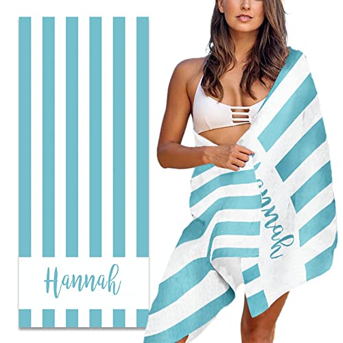 Personalized Beach Towel Graduated Gifts for Students Custom Microfiber Beach Towels with Name Sand Free Pool Towel Quick Dry Blanket Stripes Print Beach Towels for Adults 30x60 Inch-Light Blue - color: Light Blue