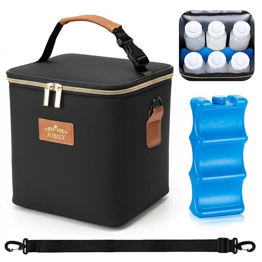 Breast Milk Cooler Travel Bag, 9.6L - Insulated Cooler Bag with Leak-Proof PEVA Liner | Portable Breastmilk Cooler Bag with Ice Packs for Cooler | Bottle Storage Organizer Baby By Jubily