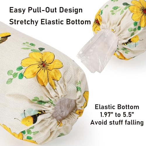 2Pcs Sunflower Plastic Bag Holder for Kitchen Essentials, Reusable Hanging Grocery Bag Organizer, Sunflower Gifts for Women, Washable Large Grocery Trash Bags Storage Dispenser - style: Sunflower