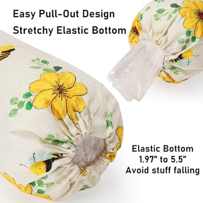 2Pcs Sunflower Plastic Bag Holder for Kitchen Essentials, Reusable Hanging Grocery Bag Organizer, Sunflower Gifts for Women, Washable Large Grocery Trash Bags Storage Dispenser - style: Sunflower