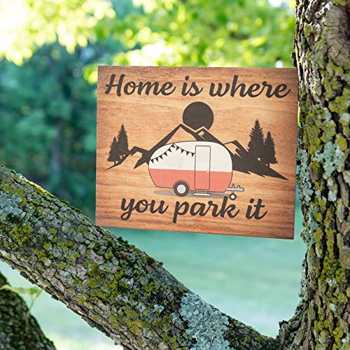 JennyGems Camper Gifts, Home Is Where You Park It Wooden Sign, RV Camping Gifts, Camper Decor, Made in USA - color: Home Is Where You Park It