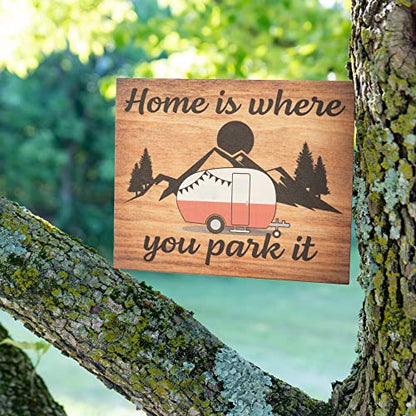 JennyGems Camper Gifts, Home Is Where You Park It Wooden Sign, RV Camping Gifts, Camper Decor, Made in USA - color: Home Is Where You Park It
