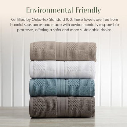 Springtree Home 100% Cotton Bathroom Towel Set | 6 Piece Set - Brown Bath Towels | Geometric Textured Design | Absorbent & Quick-Dry | Oeko-TEX® Standard 100 Cotton | Myla Collection - Cobblestone - color: Cobblestone, size: 6 Piece Set