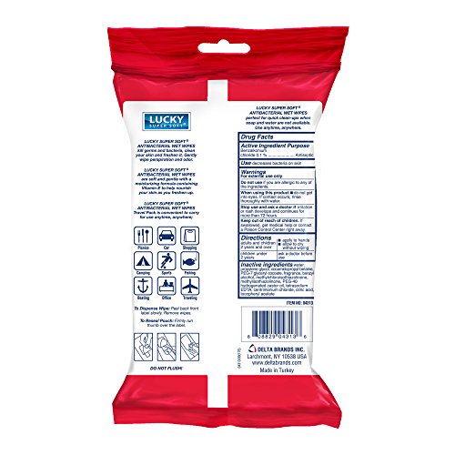 Lucky Super Soft Antibacterial Wet Wipes, 40 Count