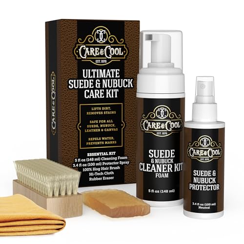 Care & Cool Ultimate Suede & Nubuck Care Kit: Helps Clean, Restore & Protect Against Water & Stains. The Complete 6-Piece System to Keep Your Favorite Shoes, Boots, Bags & Jackets Looking Fresh.