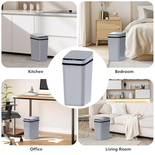 jinligogo 3Pack Bathroom Small Trash Can with Lid, 2.6 Gallon Touchless Automatic Garbage Can Slim Waterproof Motion Sensor Smart Trash Bin for Bedroom, Office, Living Room White/Black/Grey - color: Mix