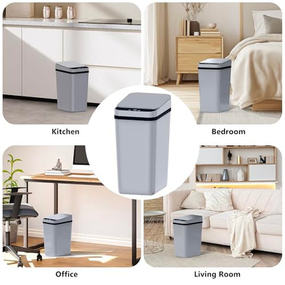 jinligogo 3Pack Bathroom Small Trash Can with Lid, 2.6 Gallon Touchless Automatic Garbage Can Slim Waterproof Motion Sensor Smart Trash Bin for Bedroom, Office, Living Room White/Black/Grey - color: Mix