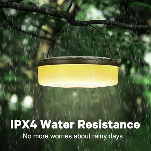 Solar Camping String Lights, 4 in 1 Camping Light with 32.8ft Retractable Fairy Lights - USB Rechargeable & IPX4 Waterproof, 5 Modes Portable Hanging Tent Lights for RV, Patio, Hiking