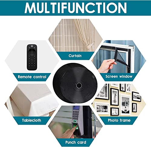 1 Inch x 82 Feet Black Hook Loop Strips with Adhesive Heavy Duty, Double Sided Hook Loop Rolls, Picture Hanging Strips, Bulk Sticky Straps Wall Hanging Tape - size: 1in x 82ft, style: Black
