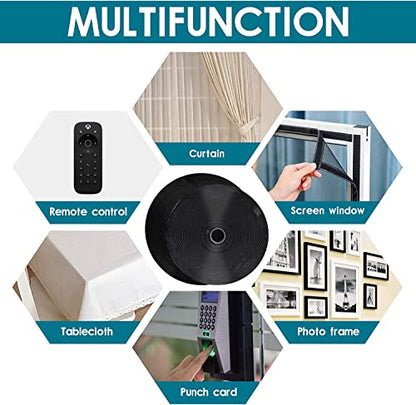 1 Inch x 82 Feet Black Hook Loop Strips with Adhesive Heavy Duty, Double Sided Hook Loop Rolls, Picture Hanging Strips, Bulk Sticky Straps Wall Hanging Tape - size: 1in x 82ft, style: Black