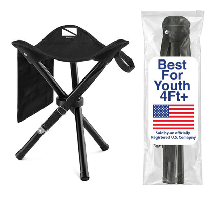 Foldable Tripod 13.4'' Stool - for Youth & Kids 4 FT+, U.S. Seller, Ultra Portable Seat, Best for Youth+Pocket - 1 lb Camping Stool, 3 Legged Strong Steel Stool, Height: 13.4 inches (Black) - color: Small Black