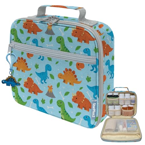 Medium Travel Pill Bottle Organizer, Child Medicine Bag with Zipper Toy, Carrier for Kids Medications and Medical Supplies - Dinosaurs - color: - M Kid Dinosaurs