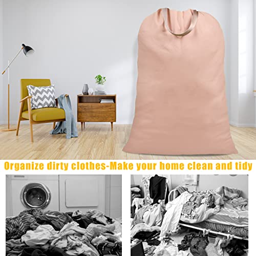 Cotton Canvas Laundry Bag with Handles & Drawstring Straps, Heavy Duty Extra Large Laundry Bags for Laundromat and Household, 25.5x34 Inch, Light Pink - color: Light Pink