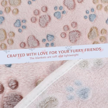 BVAGSS 6 Pack Small Dog Blanket, Super Soft Warm Pet Cover Blankets, Paw Print Puppy Fleece Flannel Blanket for Small Medium Dogs and Cats MW003 - color: Beige Paw, size: 6 Pack of 24x47 Inches