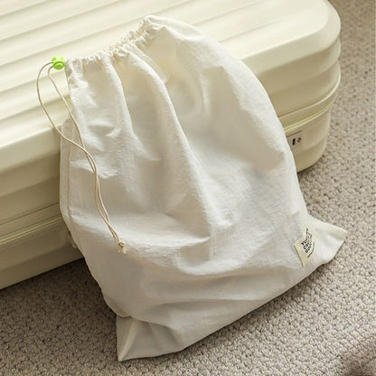 Waterproof Nylon Drawstring Storage Bag, Large Capacity Travel Organizer for Clothes Shoes, Portable Packing Cube (White)