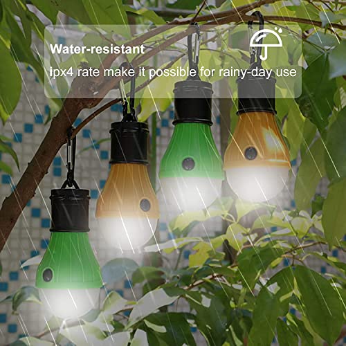 LED Camping Tent Lantern, Portable Outdoor Waterproof Emergency Light Bulb, Battery Powered with Clip Hook, Super Bright, for Hiking, Party，Camping, Fishing, Power Failure (4 Packs, Black ) - color: 4pcs black