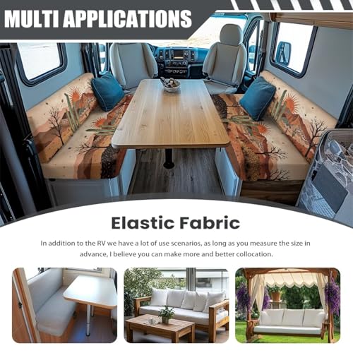 Desert Cactus RV Dinette Cushion Covers Soft Replacement Camper Cushion Slipcovers Sunset RV Sofa Furniture Protective Covers Include 1 Bench Cover and 1 Backrest Cover - color: Cactus Sunset