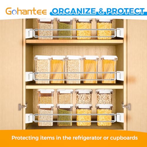 Rv Refrigerator Bars 12.5-22.3" Adjustable Stainless Steel RV Fridge Tension Rods Fridge Accessories Prevent Spills for Camper Travel Kitchen Medicine Cabinets Bookshelf
