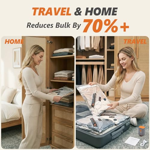 Rechargeable Wireless Pump Travel Vacuum Bags Set,Vacuum Storage Bags Portable Space Saver Bags for Travel, Home, Vacuum Compression Packing Seal for Clothes Seasonal Storage 48 Combo Set - size: 48 Combo Size