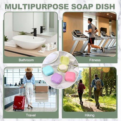 uxcell 2 Pcs Travel Soap Case, Portable Travel Soap Box Waterproof Holder Case, Airtight Dish Container with Lid for Shower Bathroom Outdoor Home Gym Hiking (Square, Pink)
