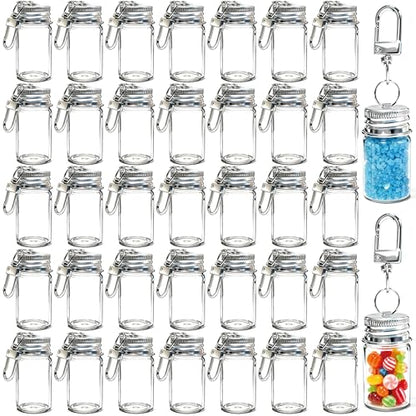 36 Pack 10ml Mini Glass Bottles with Aluminum Lids and Keychains, Tiny Wishing Jars for DIY Crafts, Wedding Favors, Home Decoration & Travel Gifts - size: 10ml-36Pcs