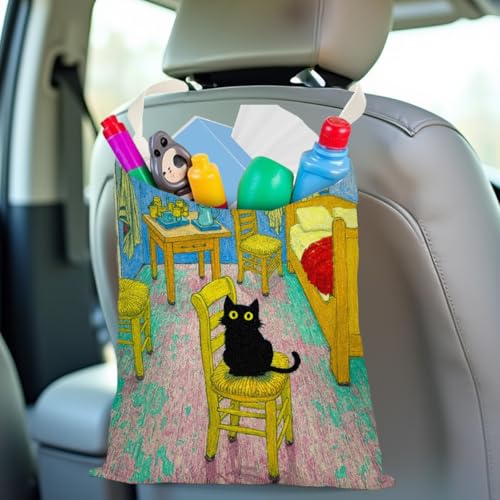 Black Cat Car Trash Bag, Car Trash Bag Hanging, Funny Waterproof Cars Back Seat Hanging Organizer and Storage Trash Bags for Vehicle Travelling Camping - color: Cat10