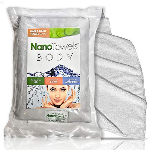Nano Towels Body Bath & Shower Towel. Huge & Super Absorbent. Wipes Away Dirt, Oil and Cosmetics. Use As Your Sports, Travel, Fitness, Kids, Beauty, Spa Or Salon Luxury Towel. (20 x 40", Grey) - color: Grey, size: 20 x 40"