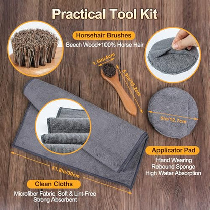 Nuroon Leather Boots Care Kit- Leather Cleaner Boots Shoes Cleaning Kit, Saddle Soap,Mink Oil and Wax Waterproofer - style: 4 Pieces