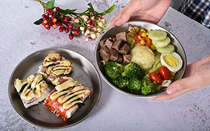 Boundless Voyage Titanium Dish Plate Bowl Set with Carry Bag Outdoor Camping Pan Campfire Tableware Cookware Mess Kit for Food Fruit Sauce (1set Ti1113T) - color: 1set Ti1113T
