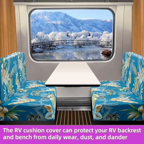 TOPCHANCES RV Dinette Cushion Covers,Stretch Camper Cushions Cover Replacement Bench Cushion Cover Washable Loveseat Slipcovers for Travel Trailer Couch (Pattern 2) - color: Pattern 2