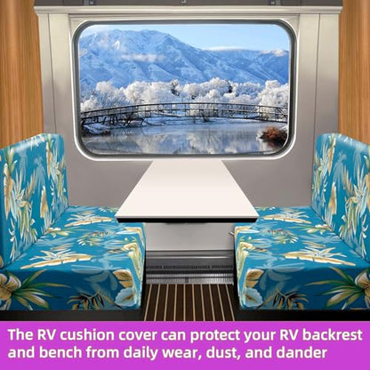 TOPCHANCES RV Dinette Cushion Covers,Stretch Camper Cushions Cover Replacement Bench Cushion Cover Washable Loveseat Slipcovers for Travel Trailer Couch (Pattern 2) - color: Pattern 2