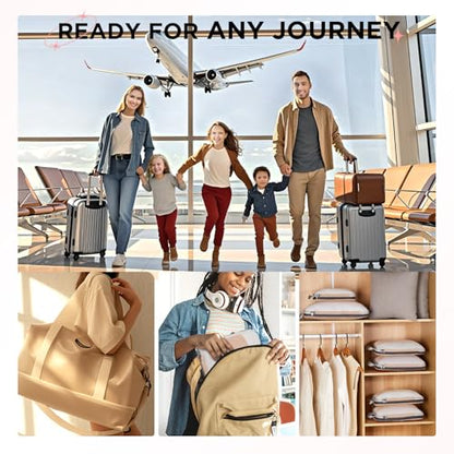 OlarHike 10 Set Compression Packing Cubes for Travel Essentials,Compressible Expandable Space Saver Bags for Organizing Clothes,Luggage Suitcase Garment Bags with Over 1000 pcs Mesh Holes(Gold) - color: Gold