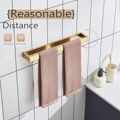KOKOSIRI Towel Bar Brushed Gold Bath Towel Holder 16 Inch Kitchen Towel Hanger Rack Stainless Steel Bathroom Hardware Wall Mounted, 1 Pack B4008BG-L16 - color: Brushed Gold, size: 16-Inch