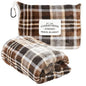 Carstens, Inc. Travel Blanket, Premium Compact 2-in-1 Airplane Blanket/Pillow, Grey & Chestnut Plaid - color: Grey & Chestnut Plaid, size: 50 inches x 60 inches