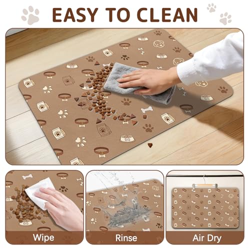Dog Food Mat for Bowls, Absorbent Quick Dry Dog Cat Mats for Food and Water, Non-Slip Backing Pet Mat Pet Supplies - Bone Pattern - color: Bone1