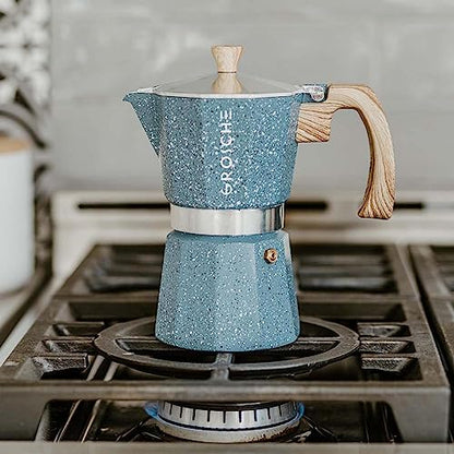 GROSCHE Milano Moka pot, Stovetop Espresso maker, Greca Coffee Maker, Stovetop coffee maker and espresso maker percolator (Indigo, 6 cup) - color: Indigo, size: 6 espresso cups