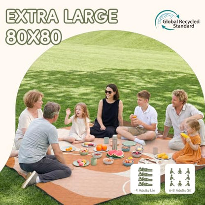 Genovega Waterproof Sandproof Beach Blanket Picnic Outdoor Camp Mat Rug Towel Family Trip Essentials Summer Vacation Must Have Travel Accessories Lake Day Stuff Thing Need Gear Gift Item Gadget - color: Wave Brown