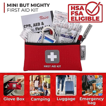 Thrive Mini First Aid Kit - Waterproof Rip-Stop Travel First Aid - Compact Hiking Supplies & Safety Kit - for Home Medical Use - 66 Piece Set, Pouch - style: 66 Piece - Pouch