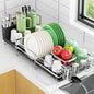 Large Dish Drying Rack, Expandable Dish Rack, Stainless Steel Anti-Rust Dish Racks for Kitchen Counter, Multifunctional Dish Drainer with Utensil Holder & Cup Holder, 13.4"-28.7" L x 11.8" W - color: Silver, size: 1 Tier