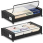 Under Bed Storage with Wheels 2-Pack，Under Bed Storage Containers XXL，Underbed Shoes Storage with Clear Lid,Rolling UnderBed Metal Drawer for Clothes Blankets Easy Pull-out Black