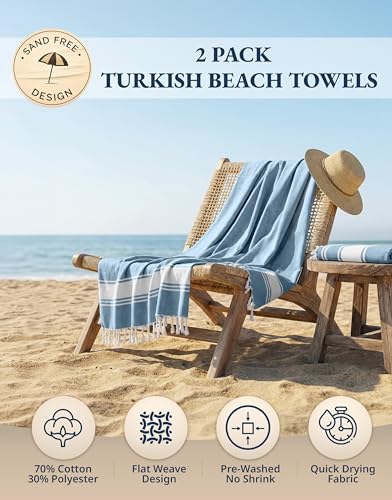 LANE LINEN Beach Towels for Women, 2 Pack Large Beach Towels Oversized, Pre-Washed, No-Shrink Sand Free Beach Towels, Quick Dry, Lightweight Travel Towel,Soft Beach Bath Towel, 39"x71" - Sky Blue - color: 06: Sky Blue, size: Pack of 2
