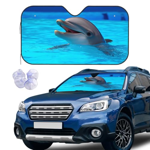 Dolphin Windshield Sun Shade Car Front Window Shades for Car Accessories Sun Heat UV Rays Visor for Universal Cars SUV Truck 51 x 27.5 Inch - color: Dolphin