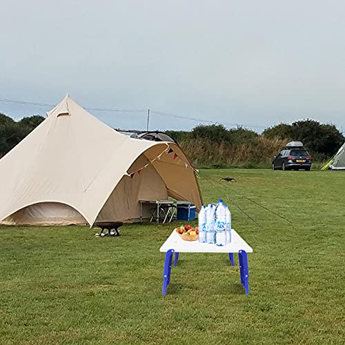 Modern-Depo 15.9"x14.2"x9.6" Large Portable Folding Beach Table for Sand Foldable Height Adjustable Side Table Desk for Camping Picnic BBQ with Carry Bag, Blue