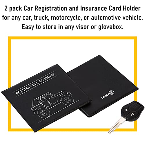 CANOPUS Car Registration and Insurance Holder, Car Document Holder, Vehicle Registration and Insurance Card Holder, Wallet for Auto, Trailer, Motorcycle, Truck, Vehicle Paperwork Organizer (2 Pack) - size: Jeep
